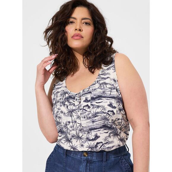 torrid Tops - Torrid 1x 1 14-16 Challis Henley Pocket Sleeveless Tank